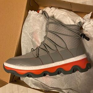 Sperry Gray High-Top Sneaker Boot with Orange Trim